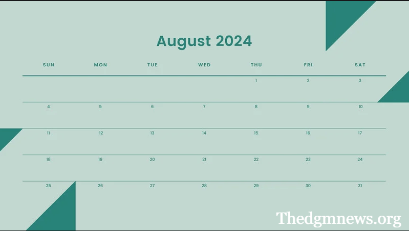August 2024 Calendar: An Overview